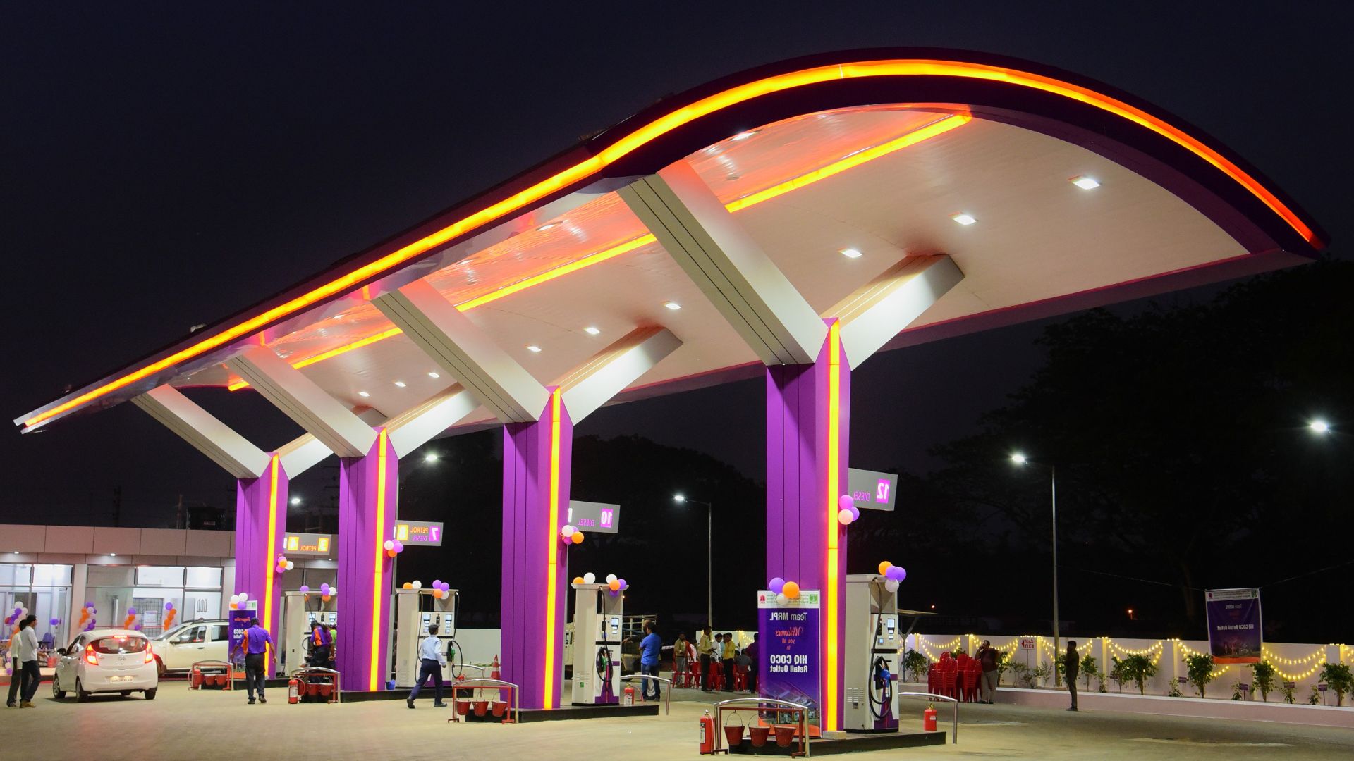MRPL Night style petrol pump