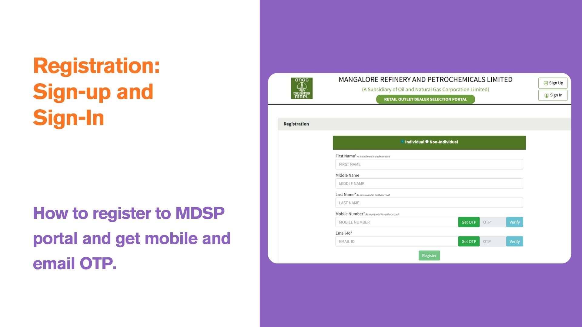 registration page mrpl mdsp